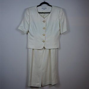 Christian Dior Vintage 1980s Off-White Women's 2-piece Blazer and Skirt Size 10